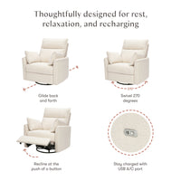 Nori Electronic Recliner + Swivel Glider with USB Port