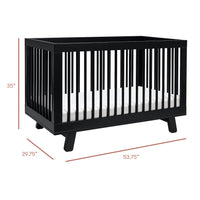 Hudson 3-in-1 Convertible Crib with Toddler Bed Conversion Kit - Black
