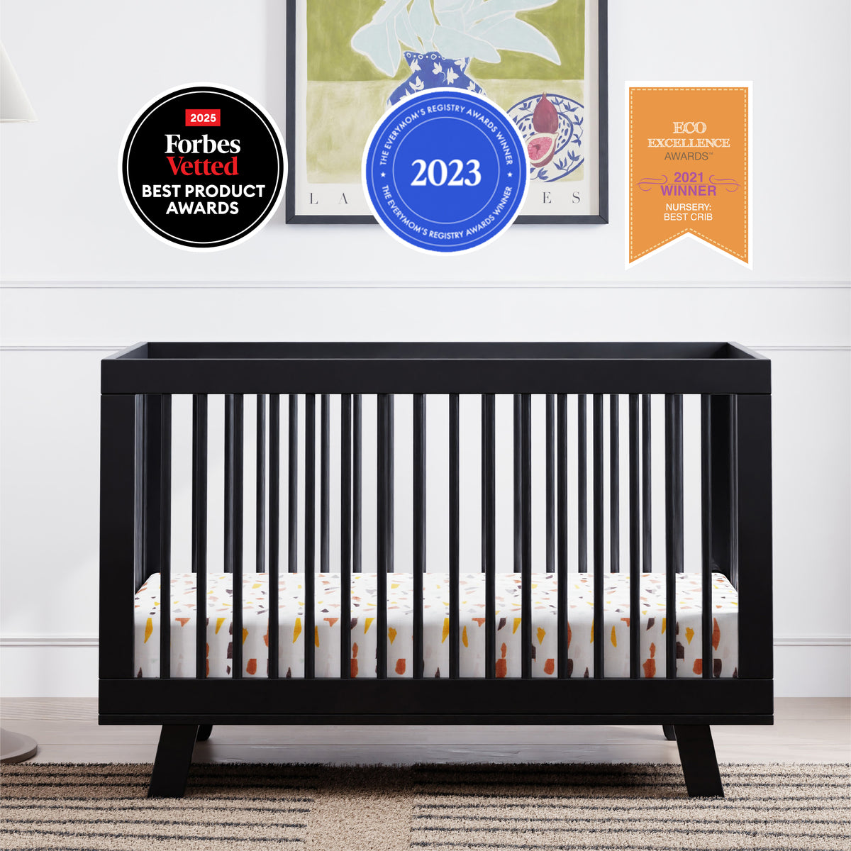 Hudson 3-in-1 Convertible Crib with Toddler Bed Conversion Kit