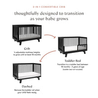 Hudson 3-in-1 Convertible Crib with Toddler Bed Conversion Kit