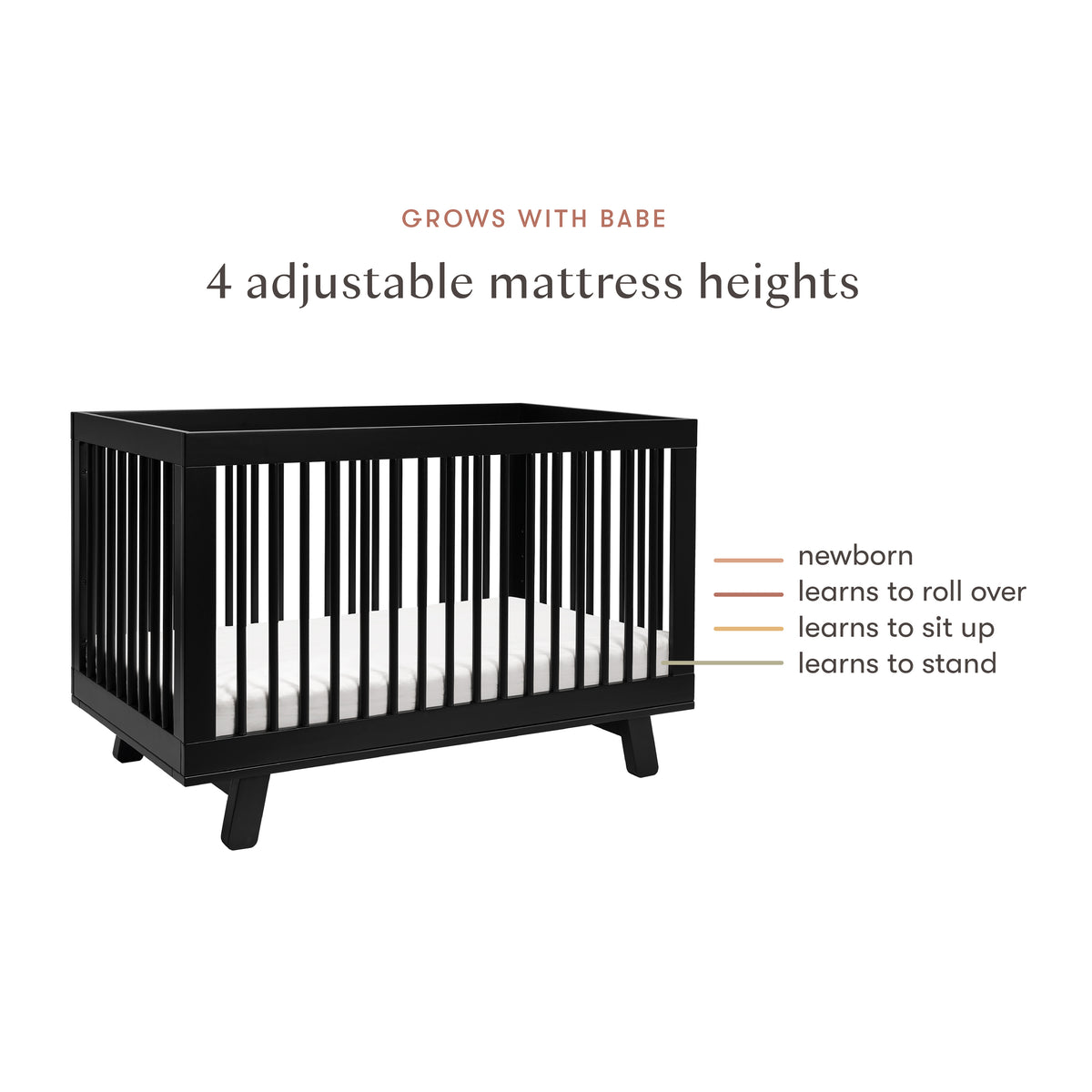 Hudson 3-in-1 Convertible Crib with Toddler Bed Conversion Kit