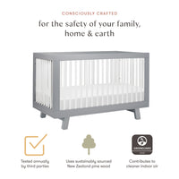 Hudson 3-in-1 Convertible Crib with Toddler Bed Conversion Kit - Gray/White