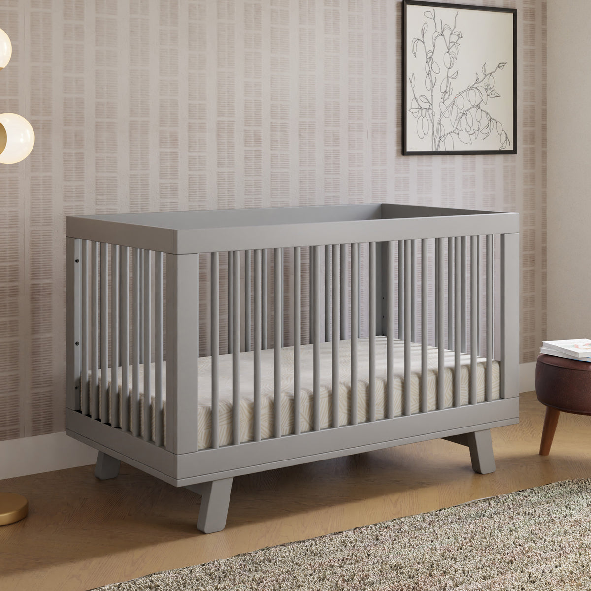 Hudson 3-in-1 Convertible Crib with Toddler Bed Conversion Kit - Grey