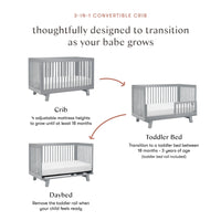 Hudson 3-in-1 Convertible Crib with Toddler Bed Conversion Kit