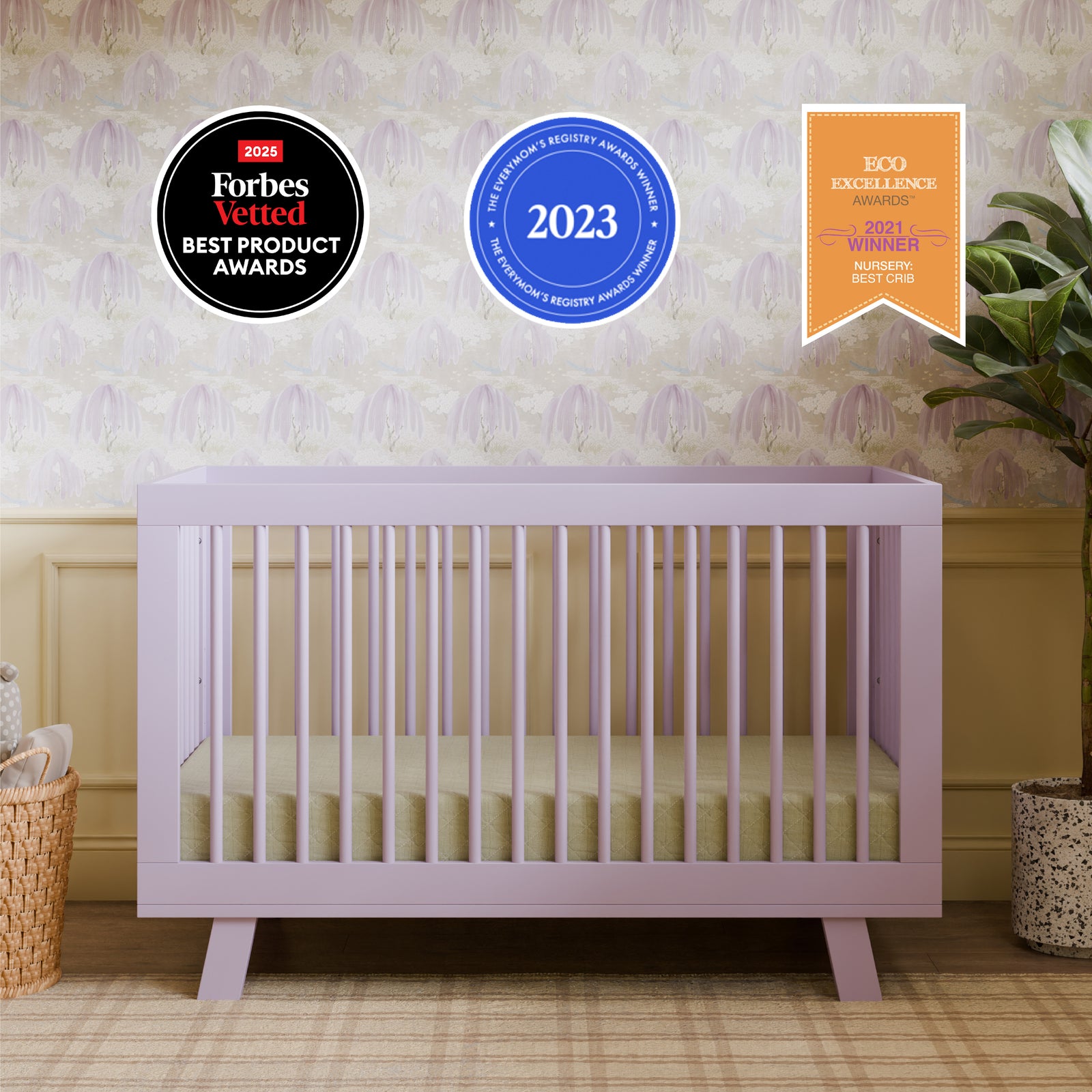 Hudson 3-in-1 Convertible Crib with Toddler Bed Conversion Kit