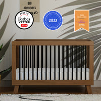 Hudson 3-in-1 Convertible Crib with Toddler Bed Conversion Kit - Natural Walnut/Black