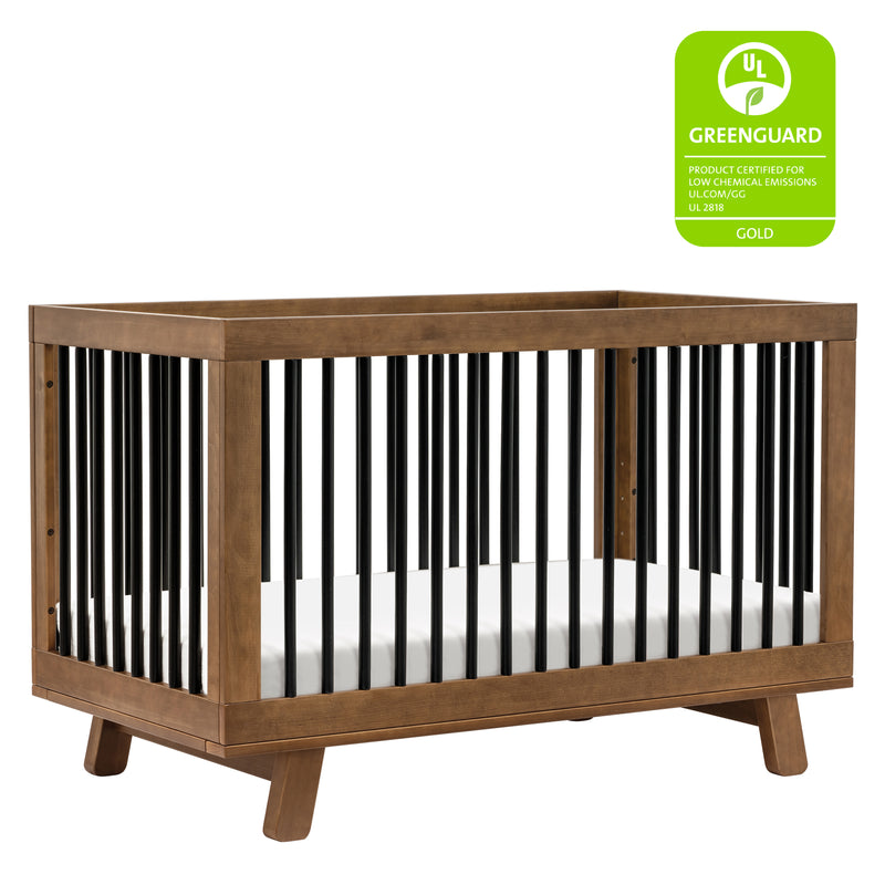 Hudson 3-in-1 Convertible Crib with Toddler Bed Conversion Kit - Natural Walnut/Black