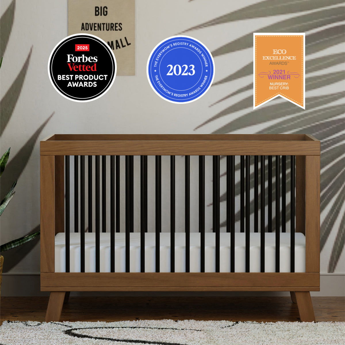 Hudson 3-in-1 Convertible Crib with Toddler Bed Conversion Kit