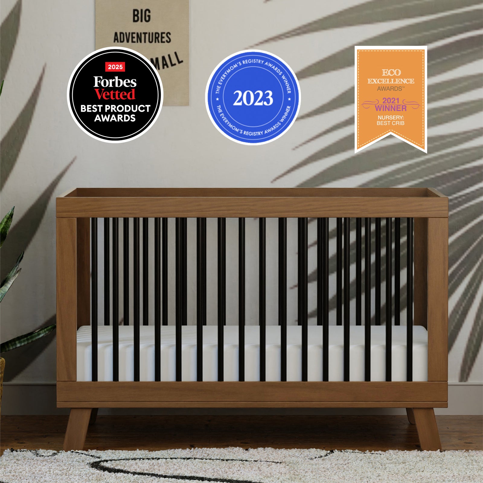 Hudson 3-in-1 Convertible Crib with Toddler Bed Conversion Kit