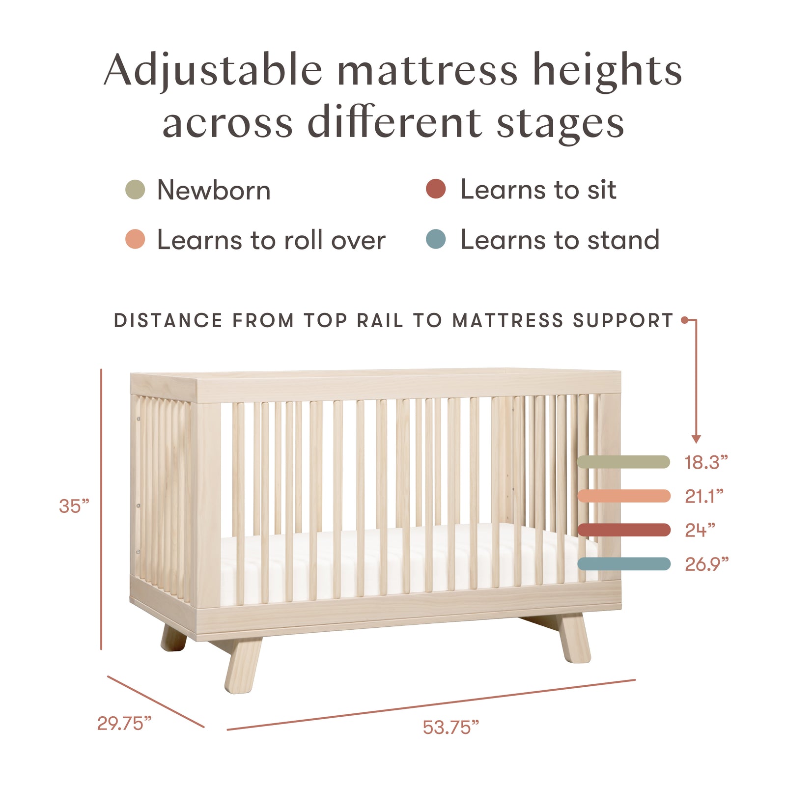 Hudson 3-in-1 Convertible Crib with Toddler Bed Conversion Kit