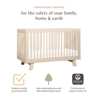 Hudson 3-in-1 Convertible Crib with Toddler Bed Conversion Kit - Washed Natural