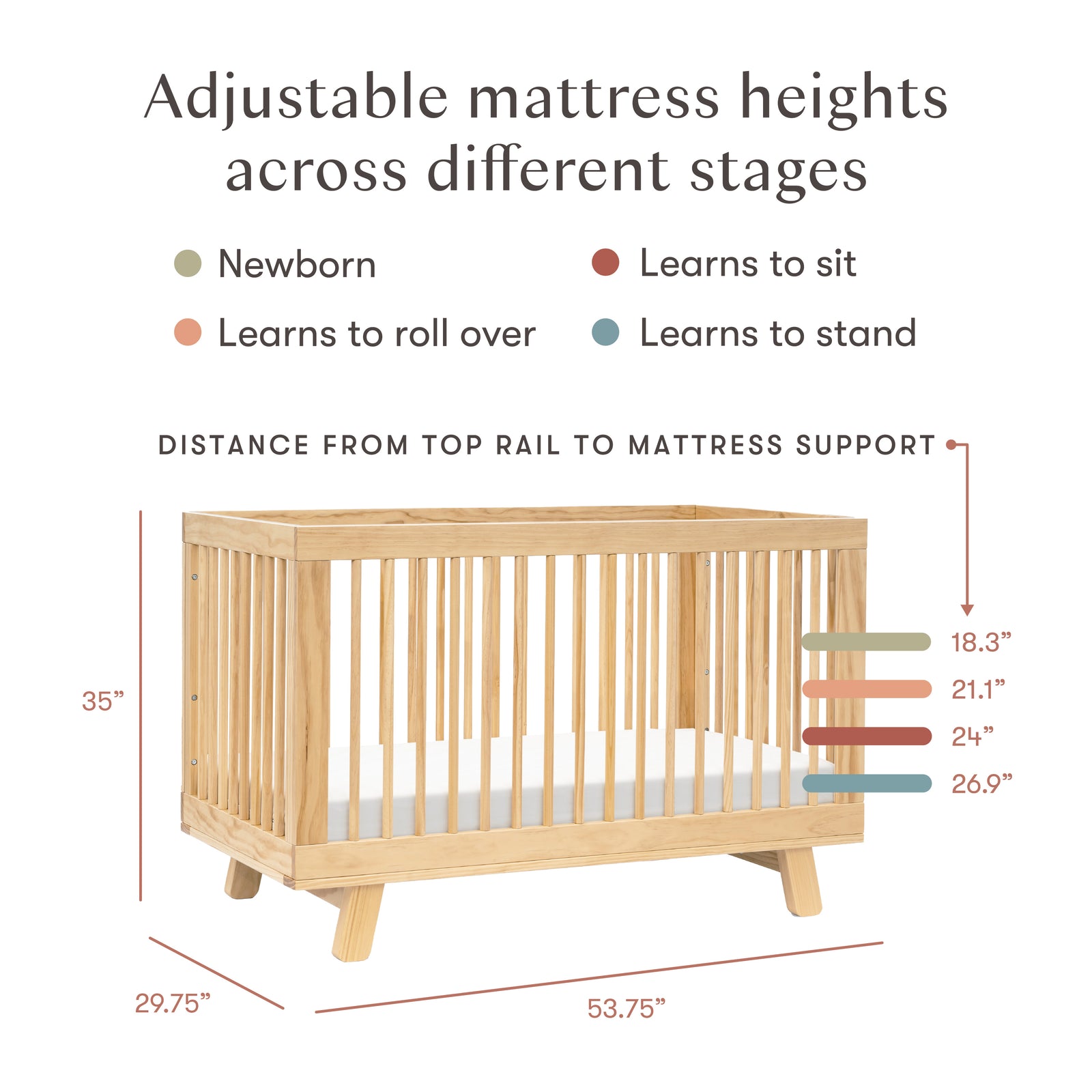 Hudson 3-in-1 Convertible Crib with Toddler Bed Conversion Kit