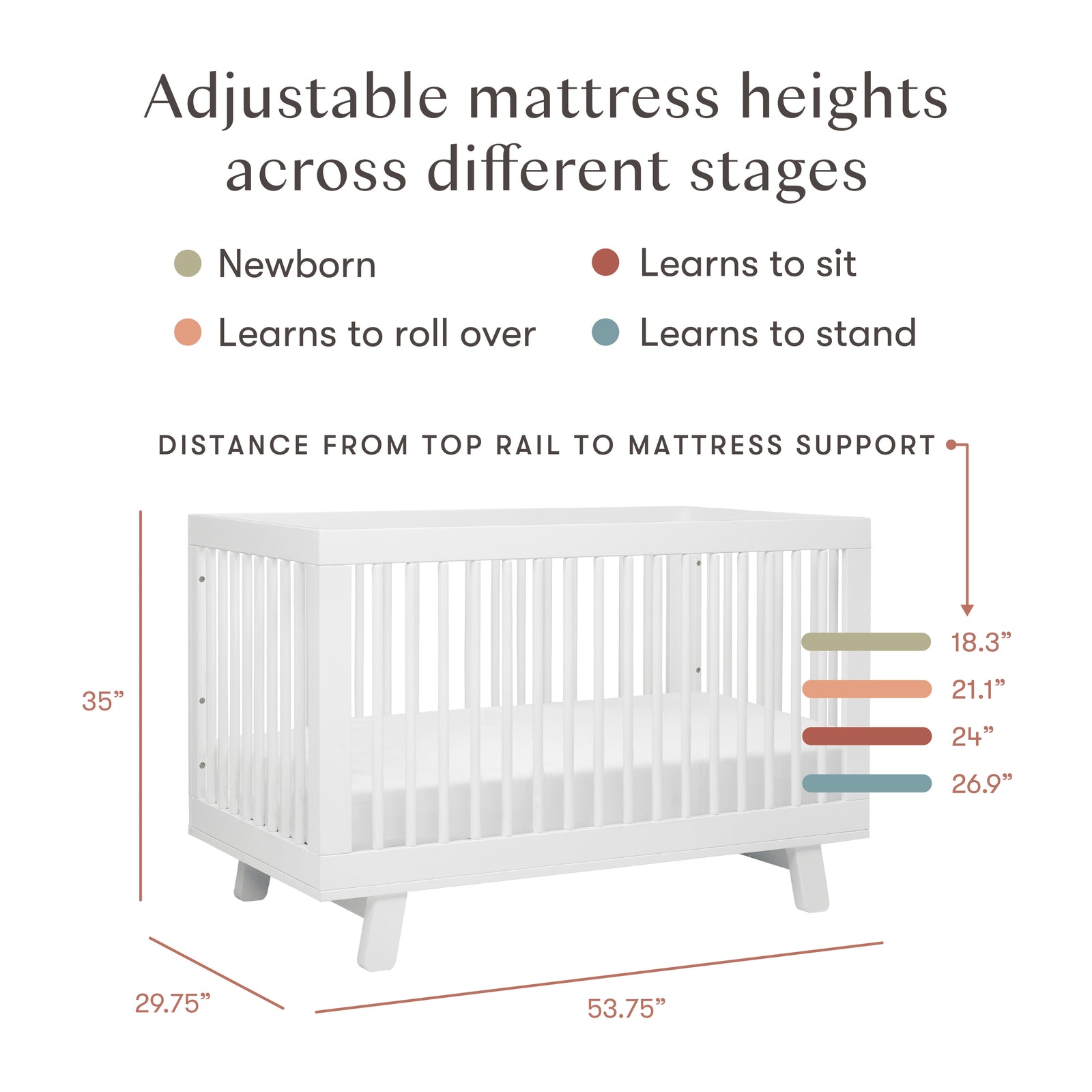 Hudson 3-in-1 Convertible Crib with Toddler Bed Conversion Kit