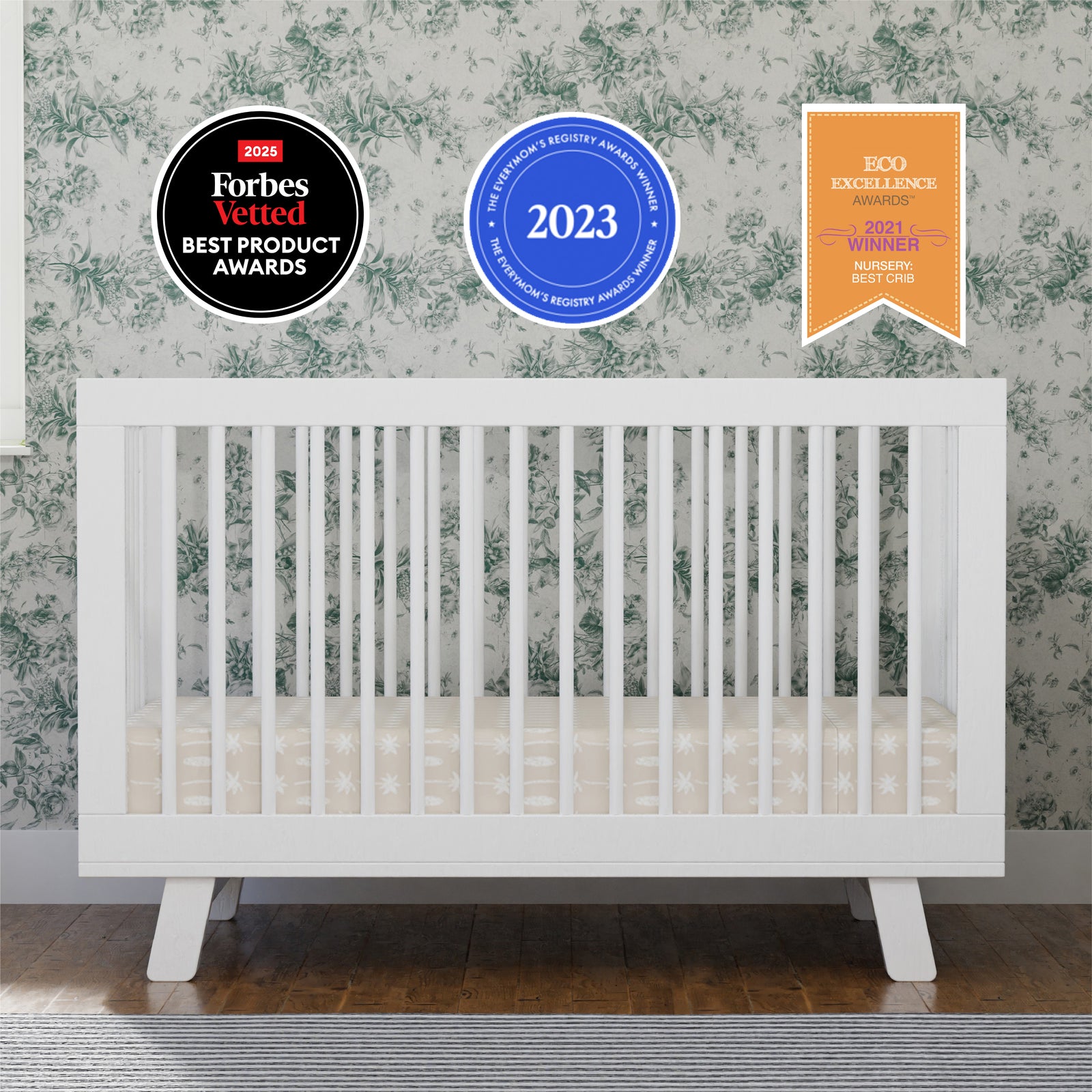 Hudson 3-in-1 Convertible Crib with Toddler Bed Conversion Kit