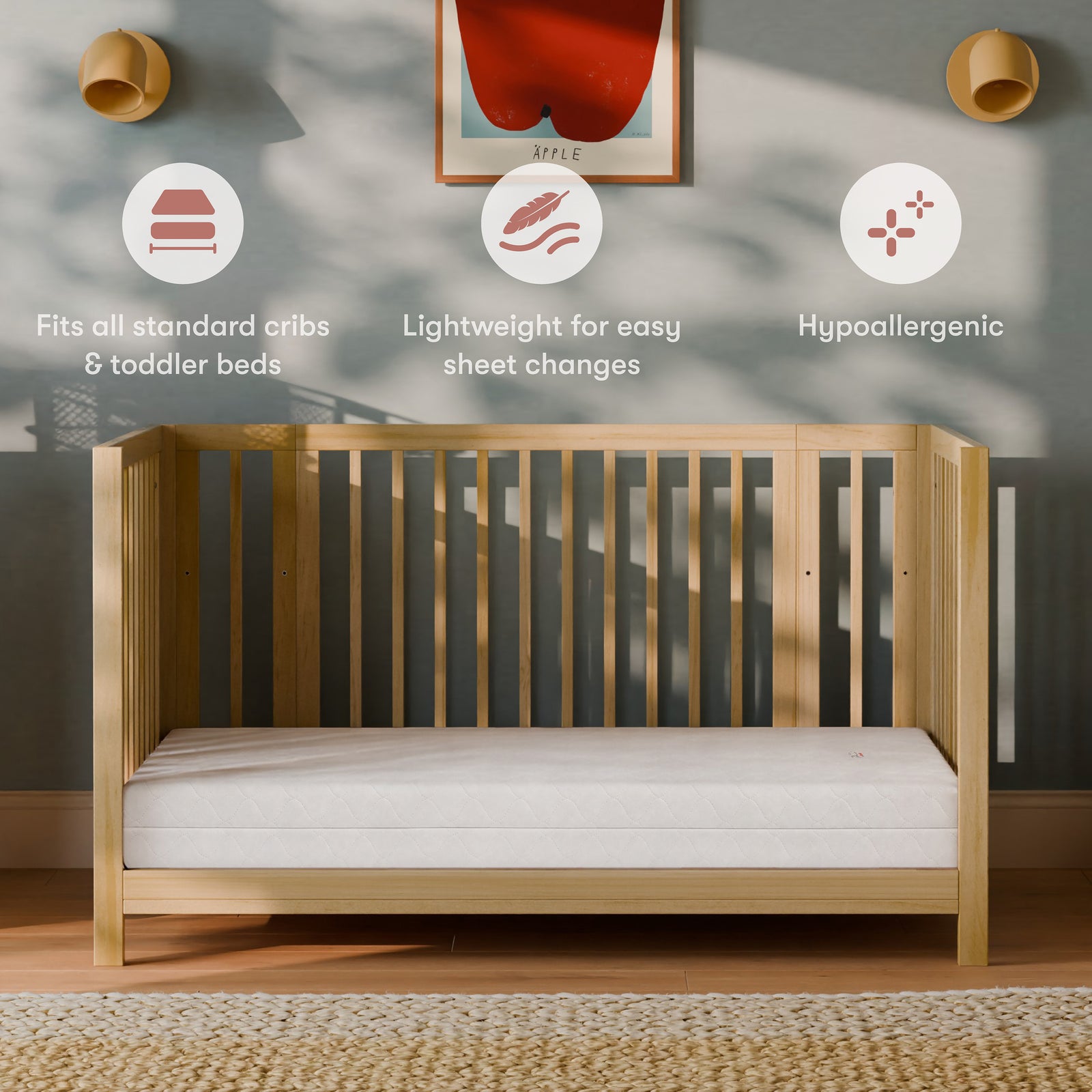 Pure Core 2-Stage Crib Mattress + Hybrid Quilted Waterproof Cover
