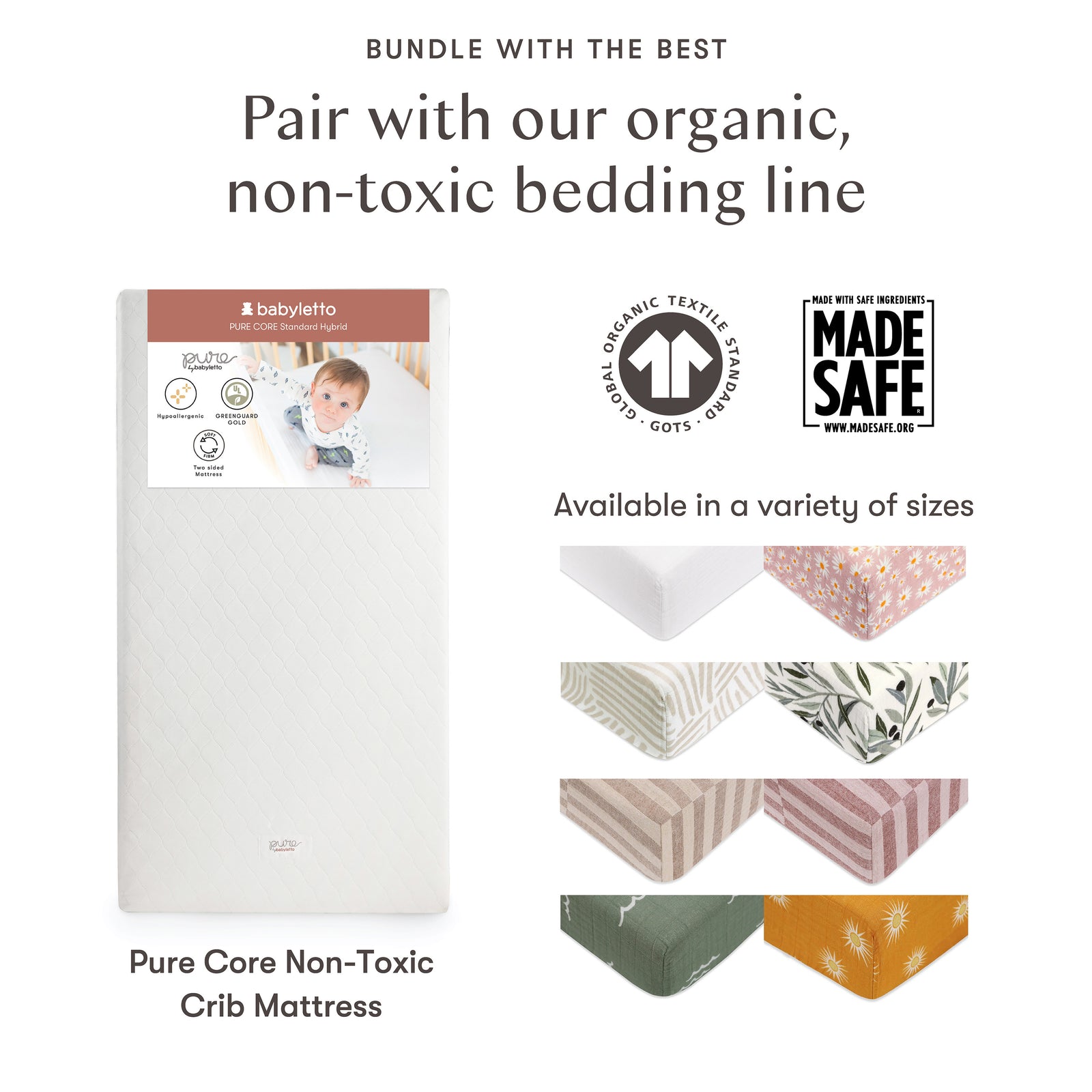 Pure Core 2-Stage Crib Mattress + Hybrid Quilted Waterproof Cover