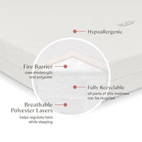 Pure Core Lightweight Mini Crib Mattress + Hybrid Quilted Waterproof Cover