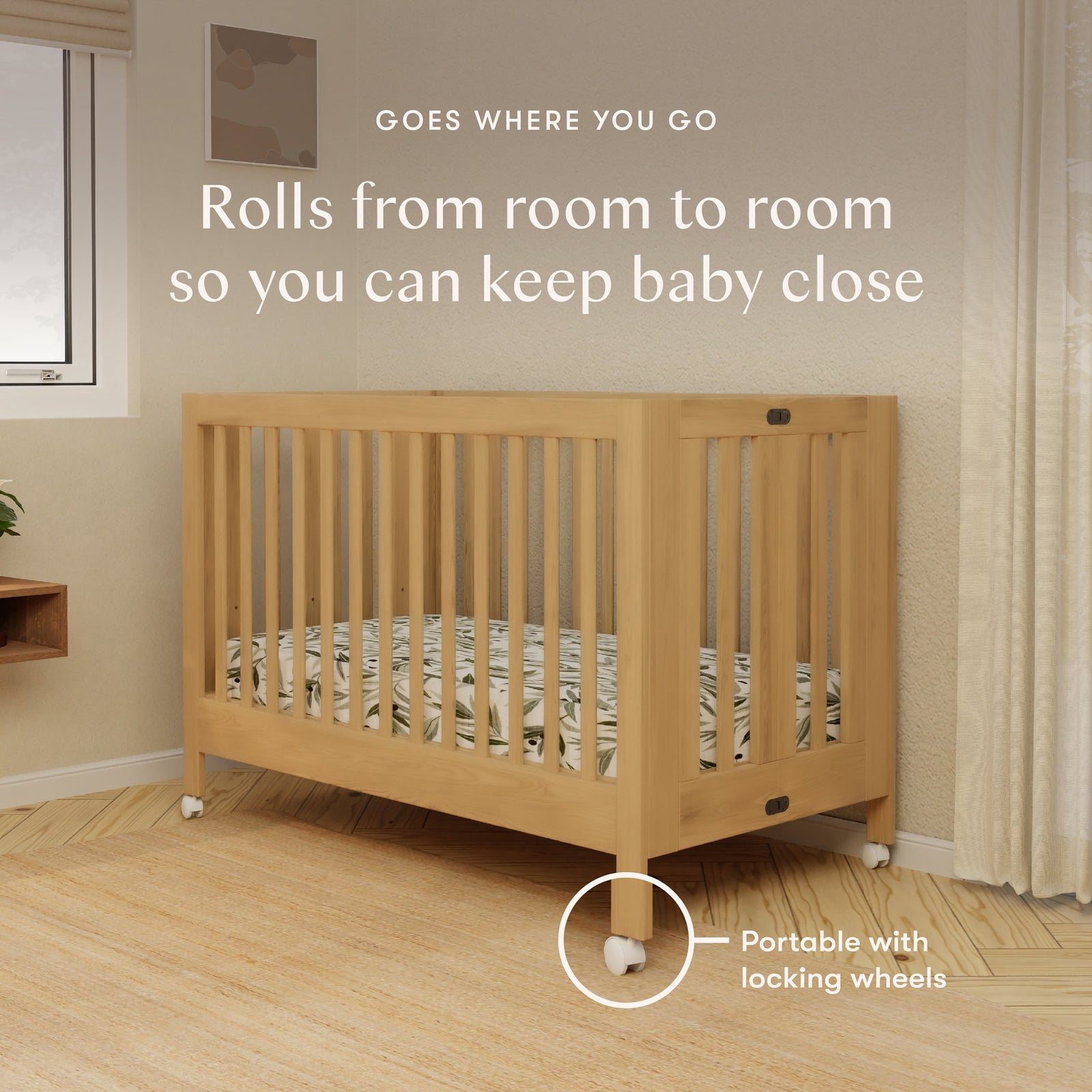 Maki Portable Folding Crib with Toddler Bed Conversion Kit