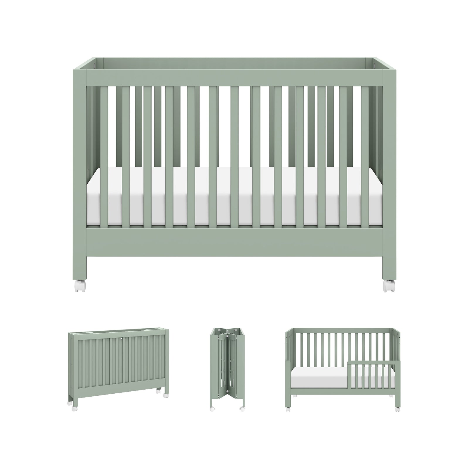 Maki Portable Folding Crib with Toddler Bed Conversion Kit