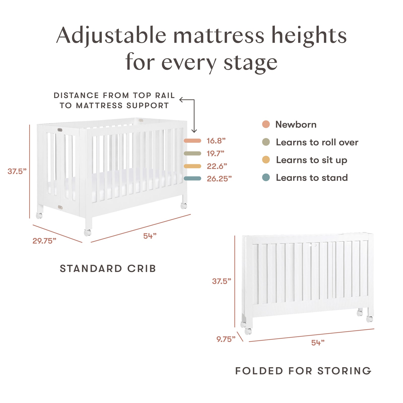 Maki Portable Folding Crib with Toddler Bed Conversion Kit