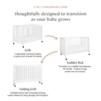 Maki Portable Folding Crib with Toddler Bed Conversion Kit