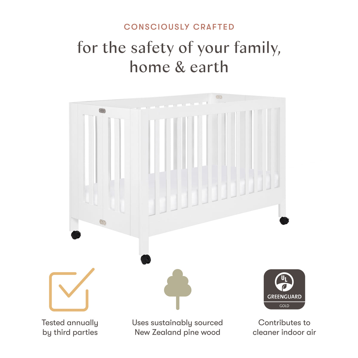 Maki Portable Folding Crib with Toddler Bed Conversion Kit