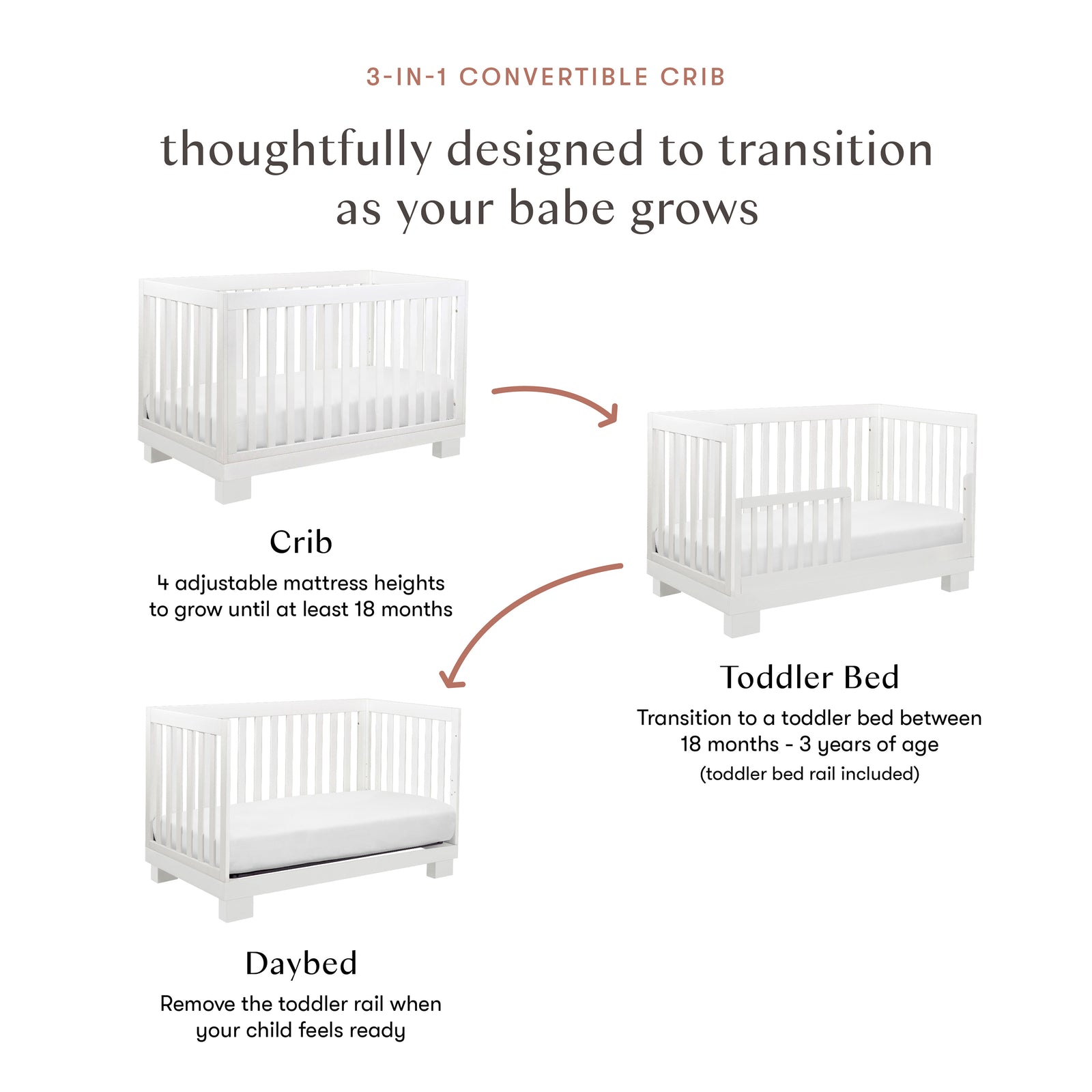 Modo 3-in-1 Convertible Crib with Toddler Bed Conversion Kit