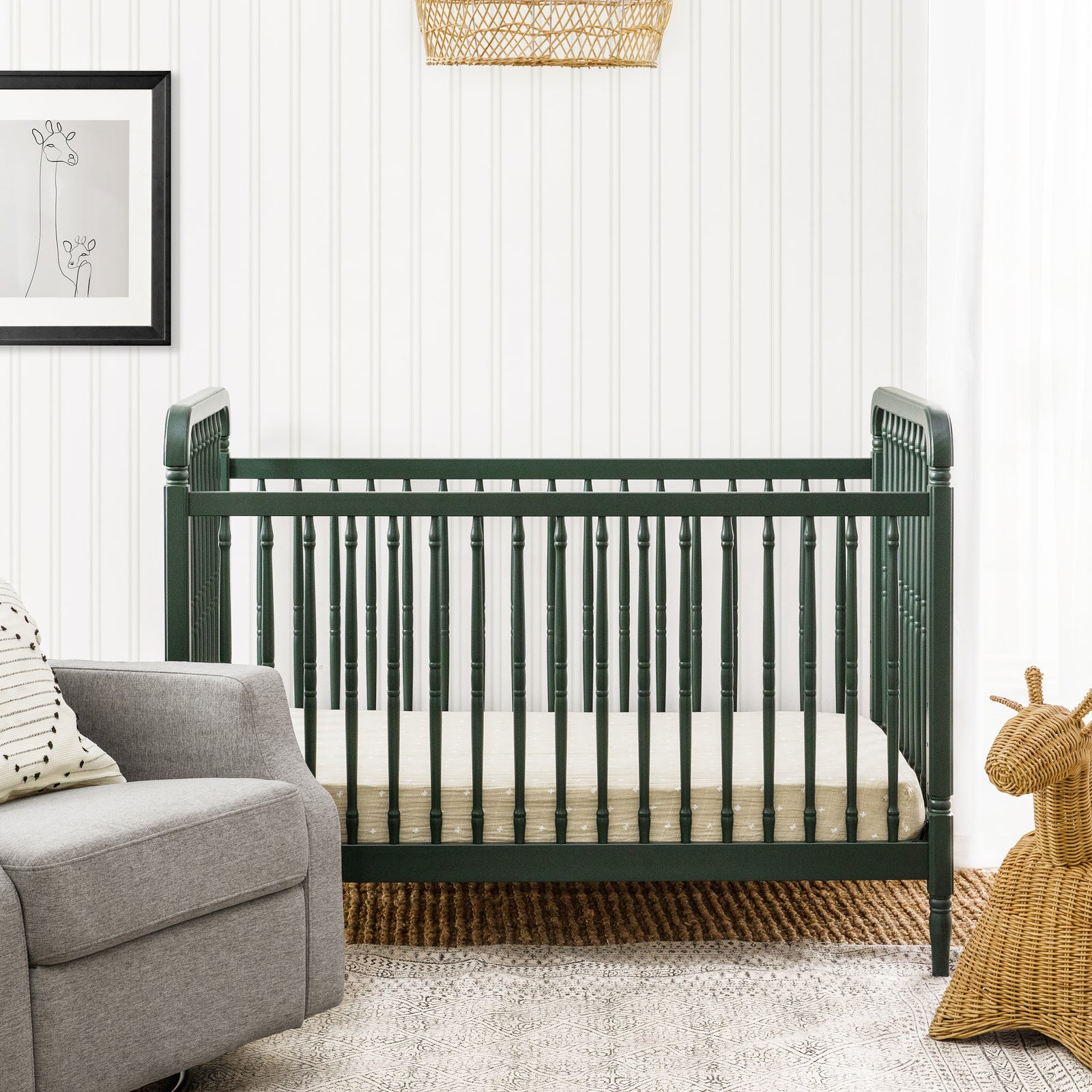 Namesake Liberty 3-in-1 Convertible Spindle Crib with Toddler Bed Conversion Kit