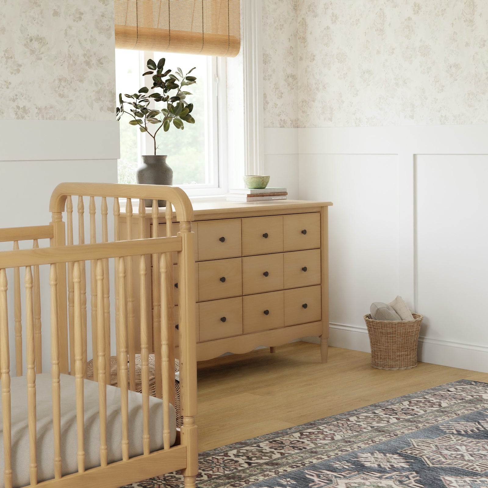 Namesake Liberty 3-in-1 Convertible Spindle Crib with Toddler Bed Conversion Kit