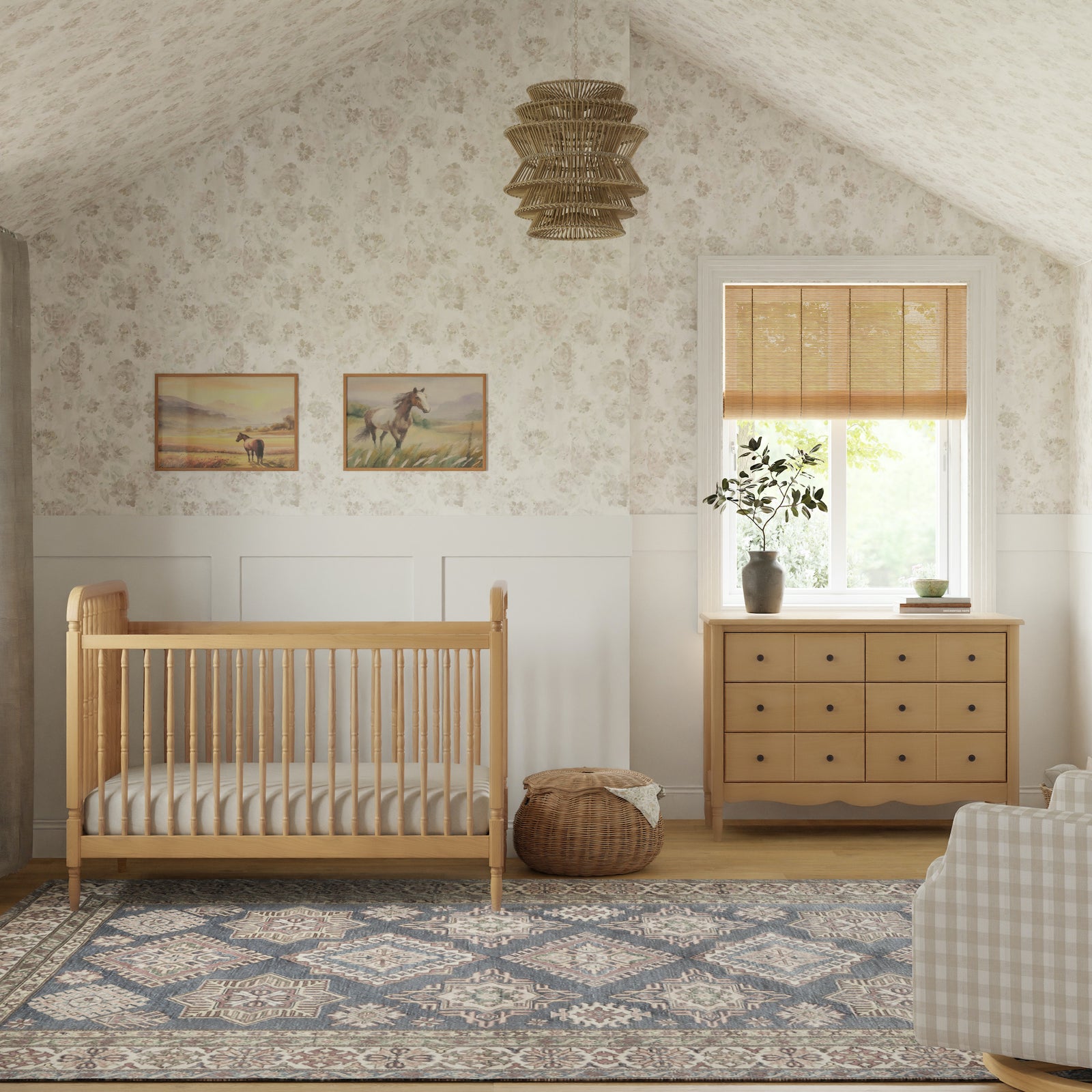Namesake Liberty 3-in-1 Convertible Spindle Crib with Toddler Bed Conversion Kit