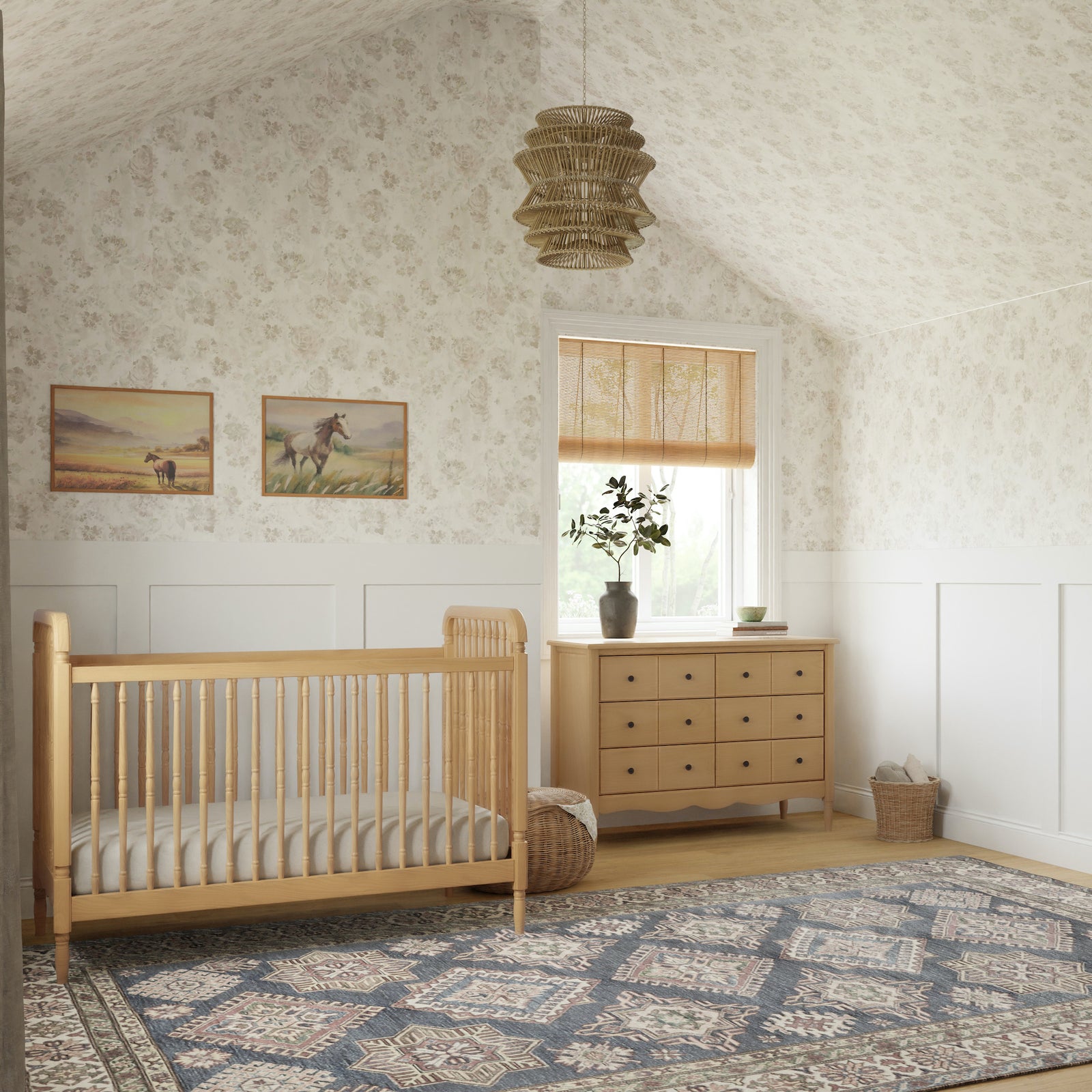 Namesake Liberty 3-in-1 Convertible Spindle Crib with Toddler Bed Conversion Kit