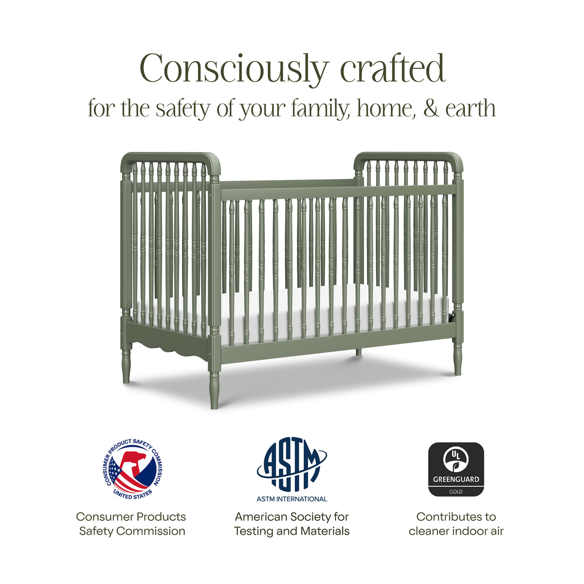 Liberty 3-in-1 Convertible Spindle Crib with Toddler Bed Conversion Kit