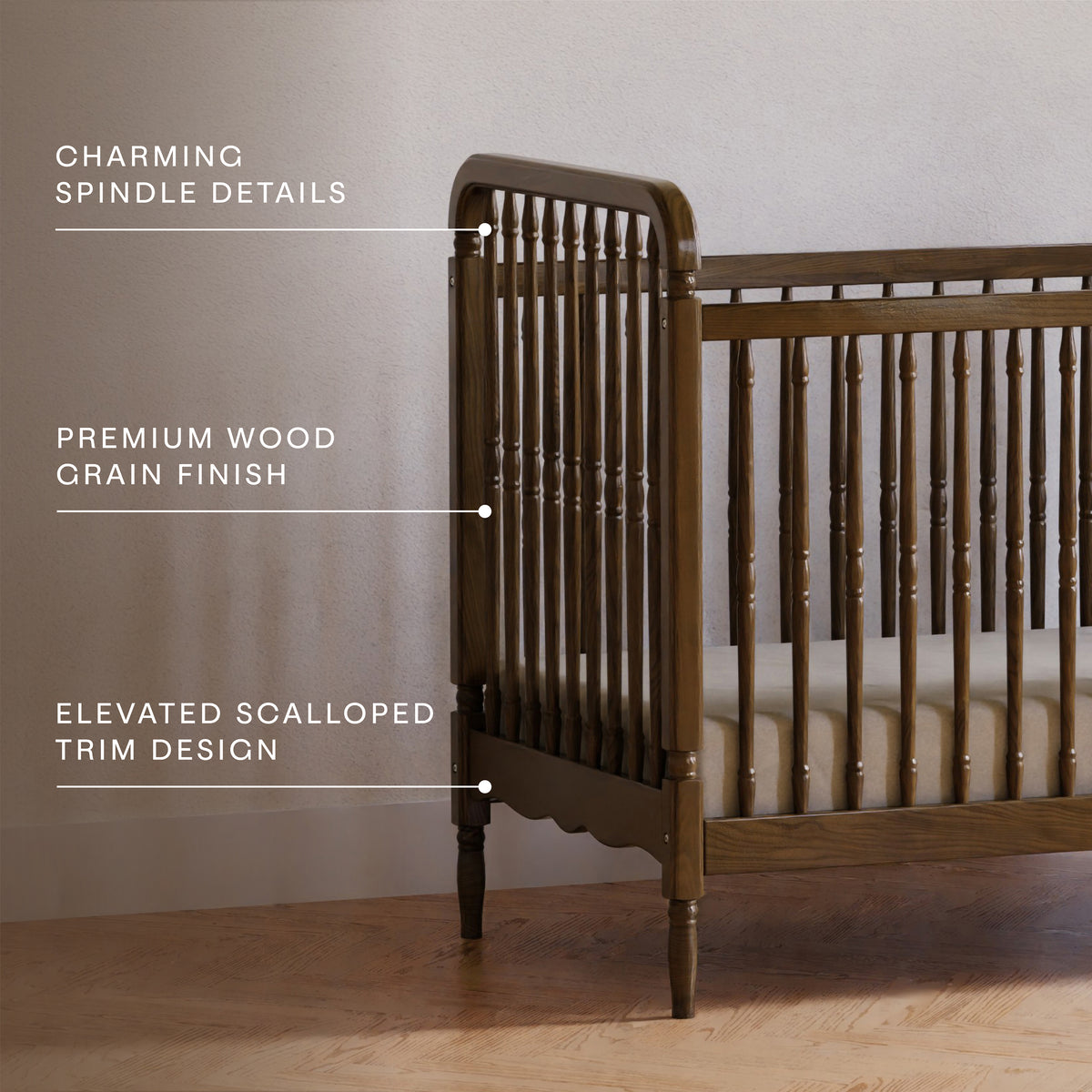 Liberty 3-in-1 Convertible Spindle Crib with Toddler Bed Conversion Kit