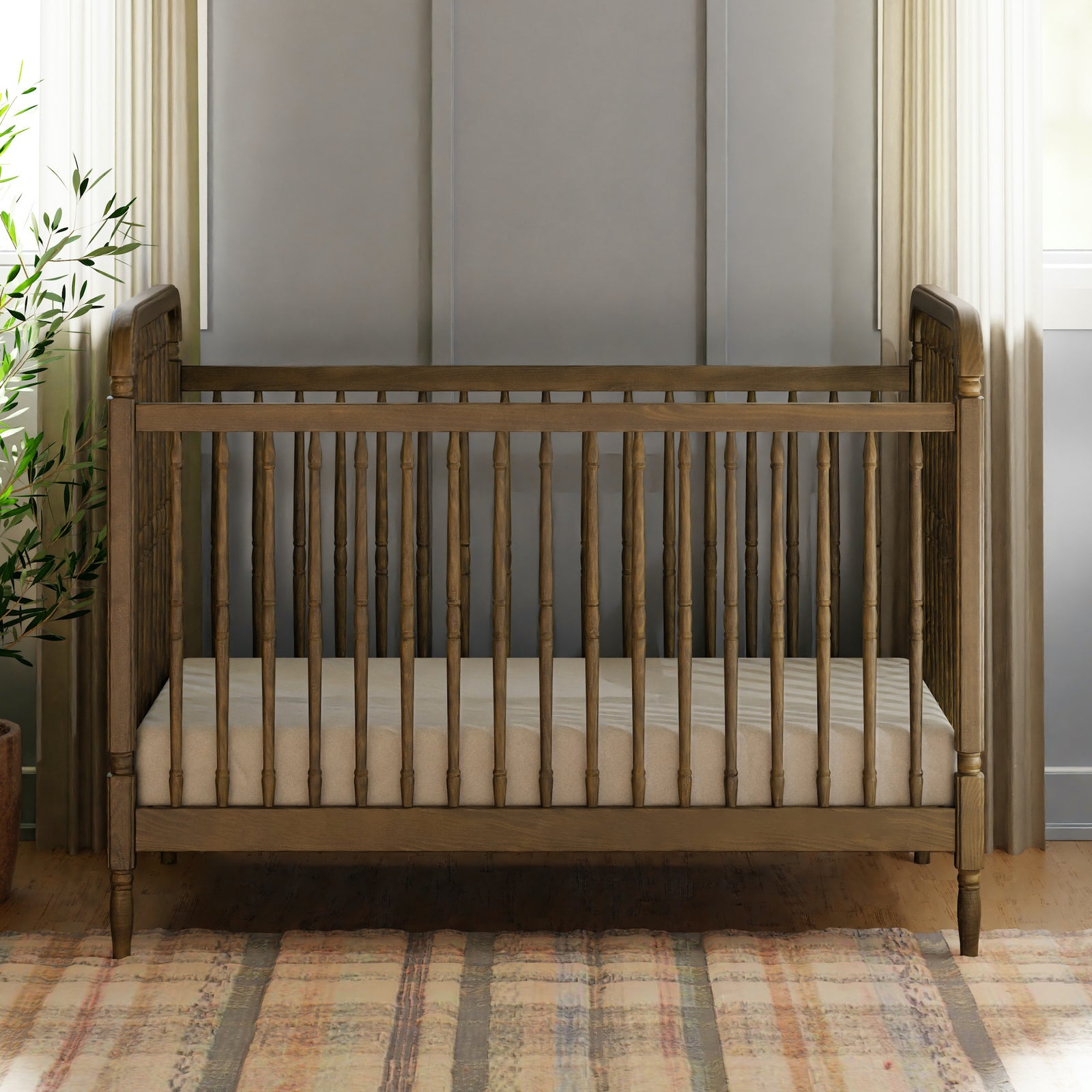 Namesake Liberty 3-in-1 Convertible Spindle Crib with Toddler Bed Conversion Kit