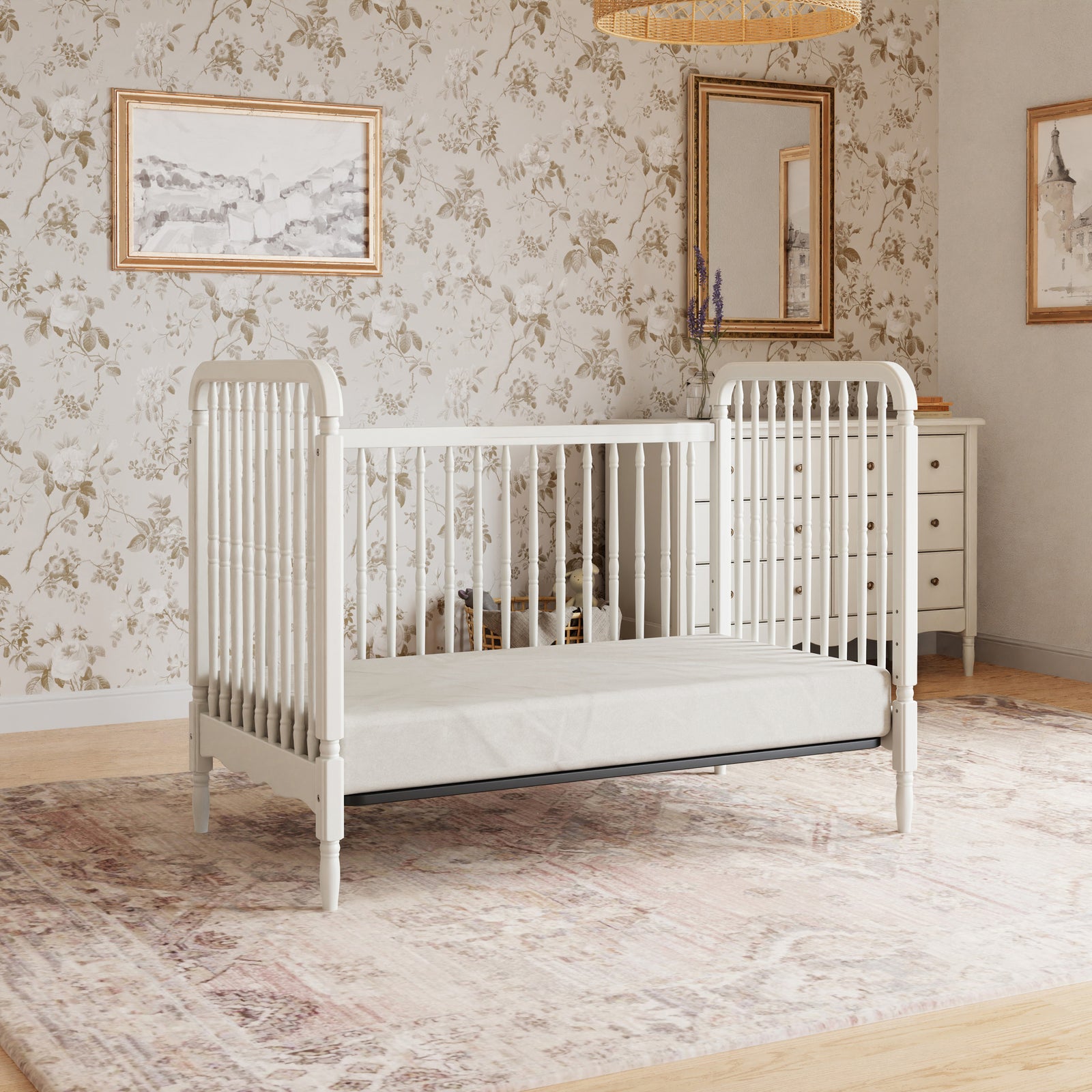 Namesake Liberty 3-in-1 Convertible Spindle Crib with Toddler Bed Conversion Kit