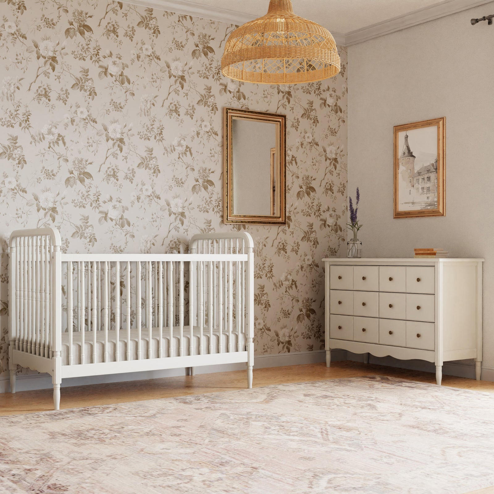 Namesake Liberty 3-in-1 Convertible Spindle Crib with Toddler Bed Conversion Kit