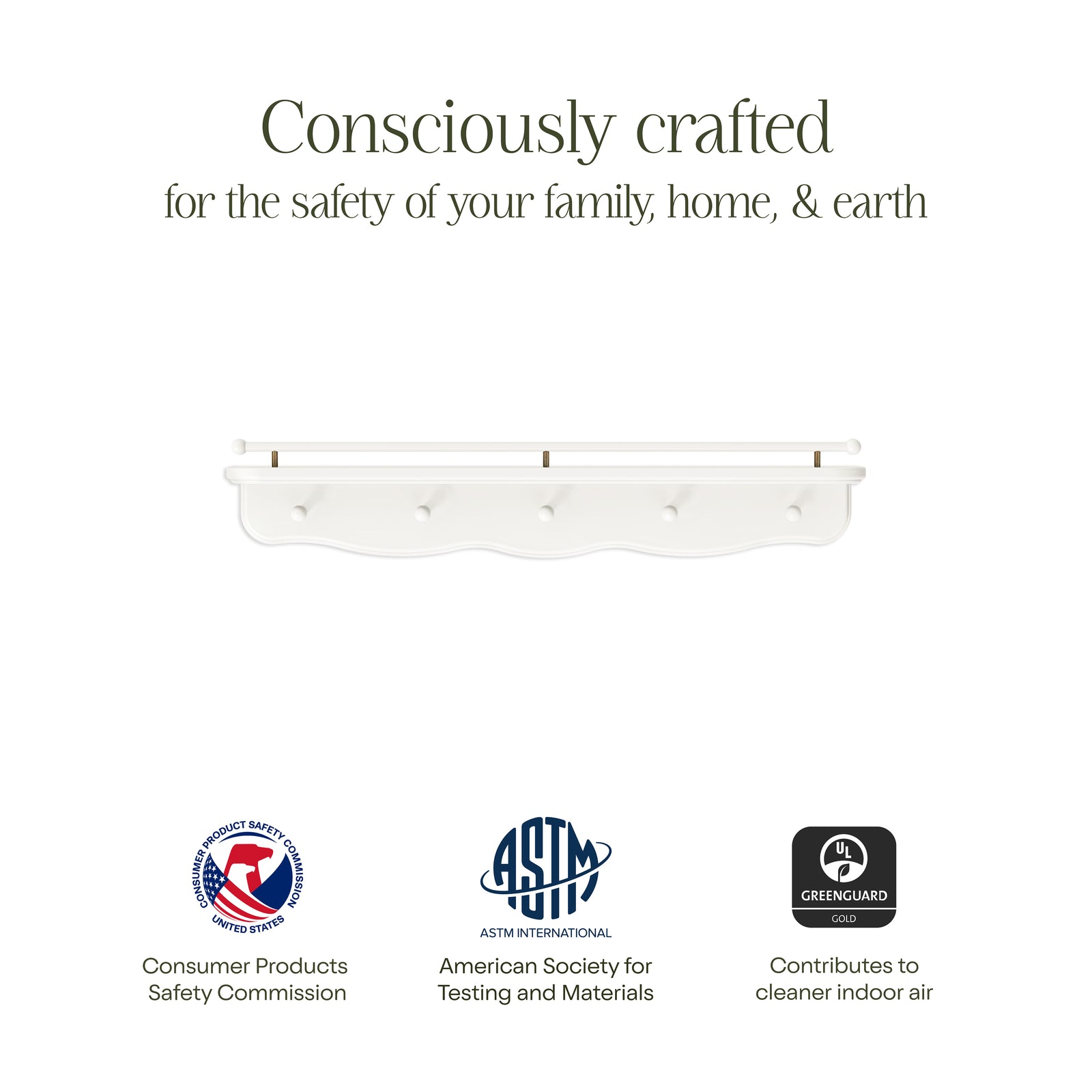 Liberty 31" Wall Shelf with Hooks