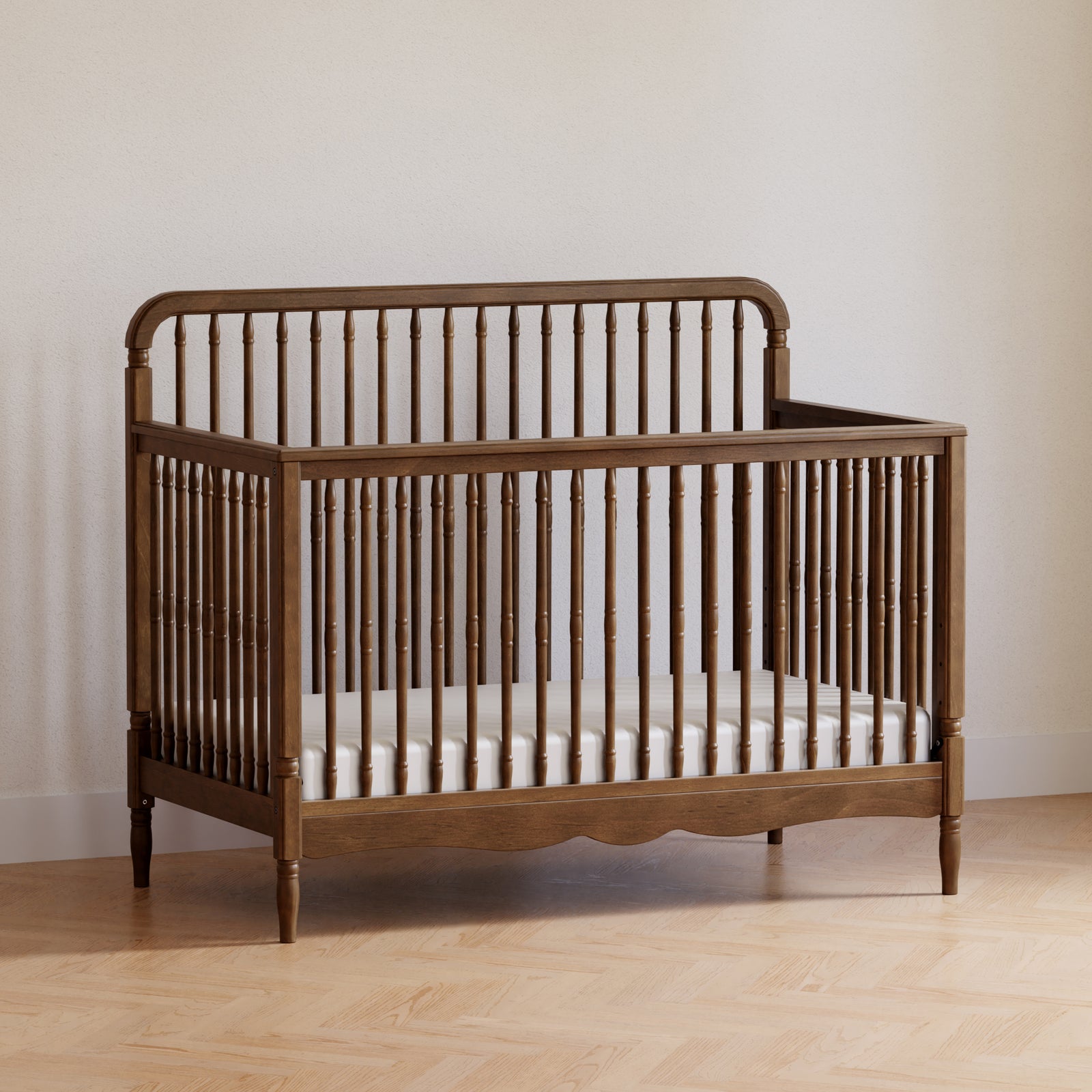 Liberty 4-in-1 Convertible Spindle Crib in Natural Walnut