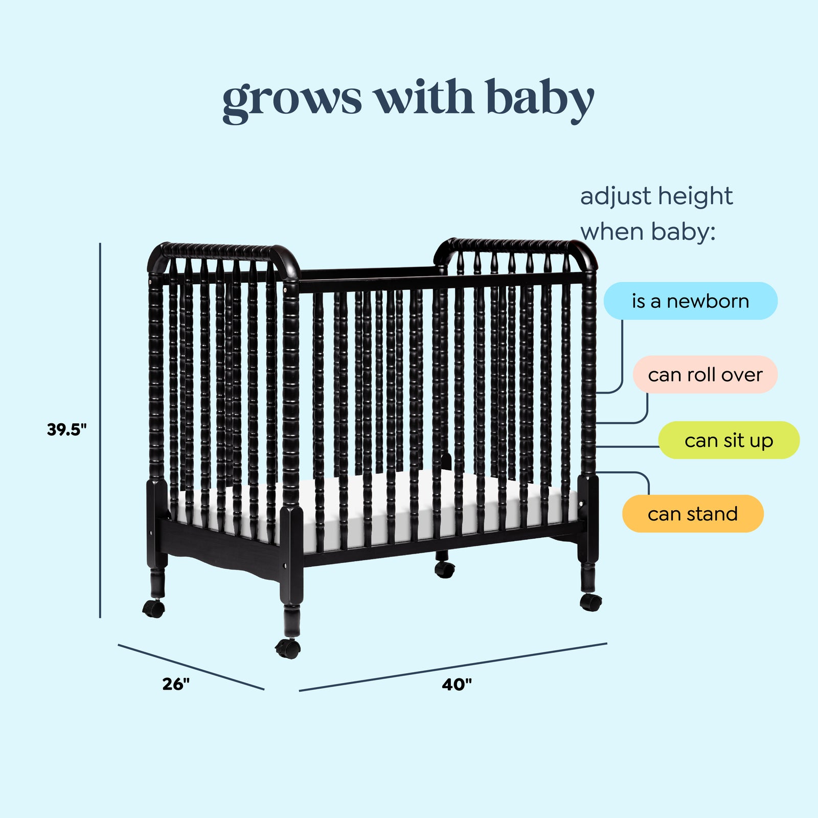 daVinci Jenny Lind 3-in-1 Convertible Mini Crib