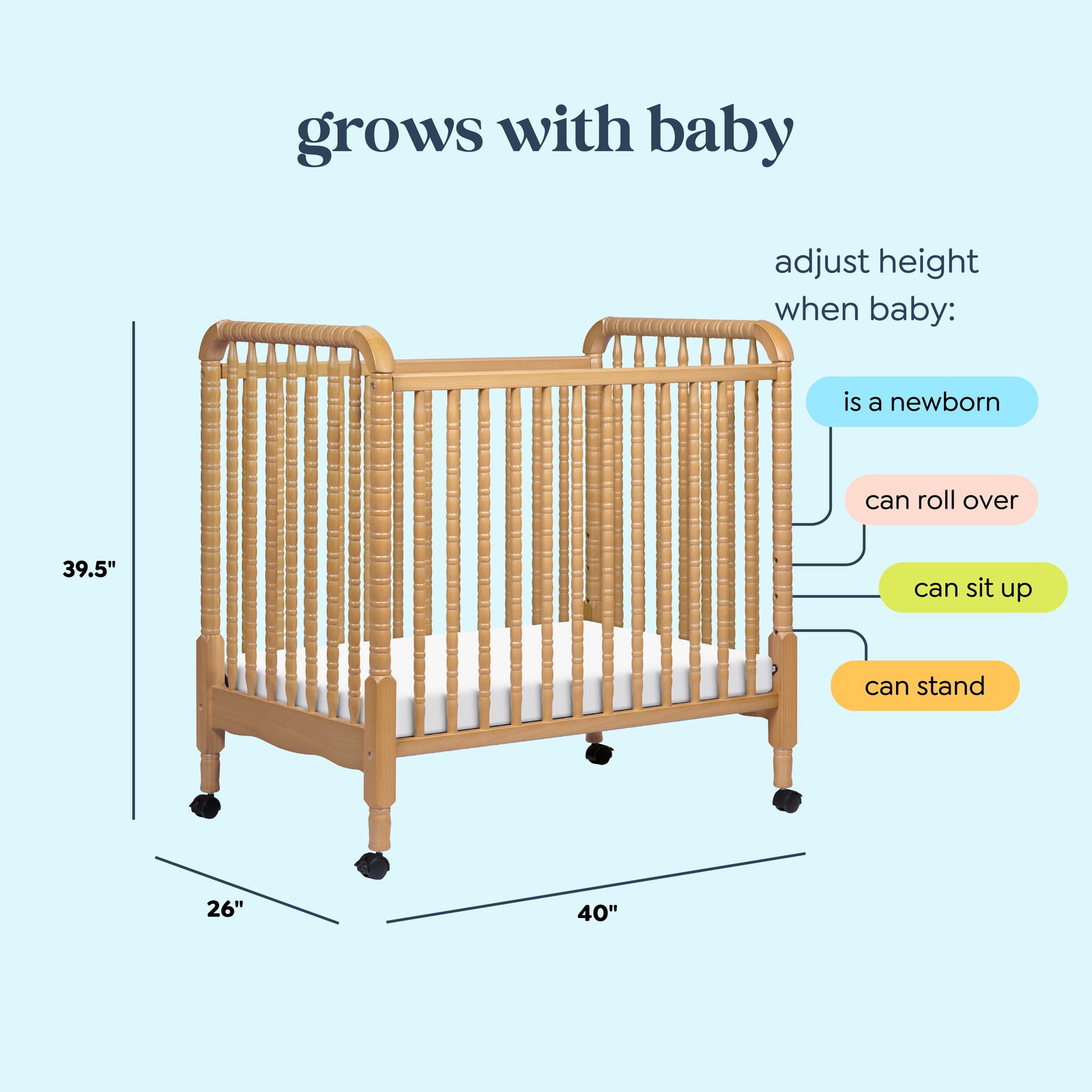 daVinci Jenny Lind 3-in-1 Convertible Mini Crib