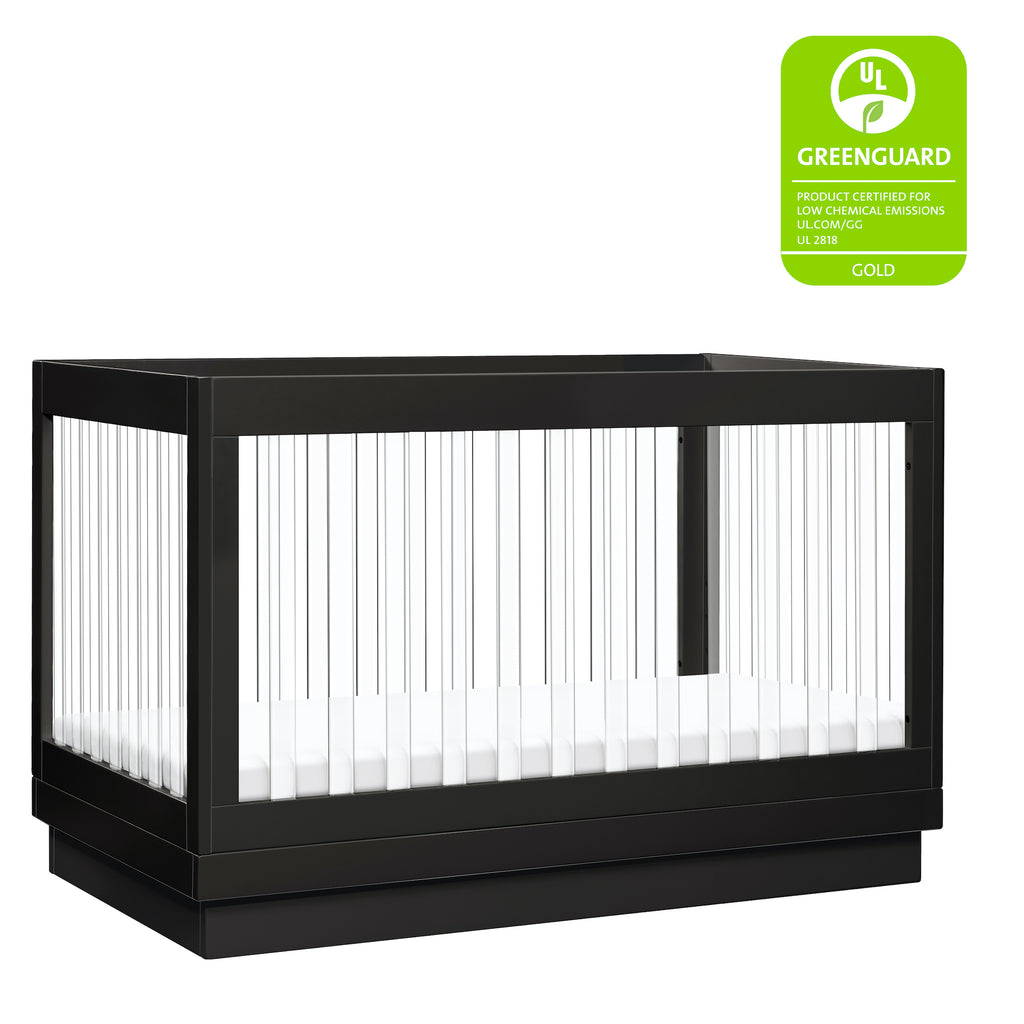 Harlow Acrylic 3-in-1 Convertible Crib with Toddler Bed Conversion Kit - Black