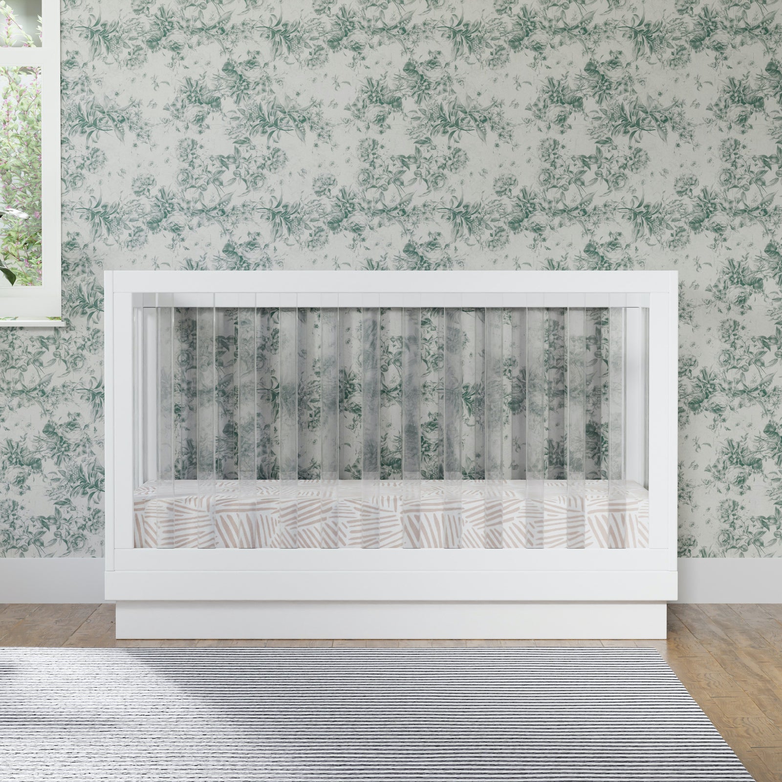 Harlow Acrylic 3-in-1 Convertible Crib with Toddler Bed Conversion Kit