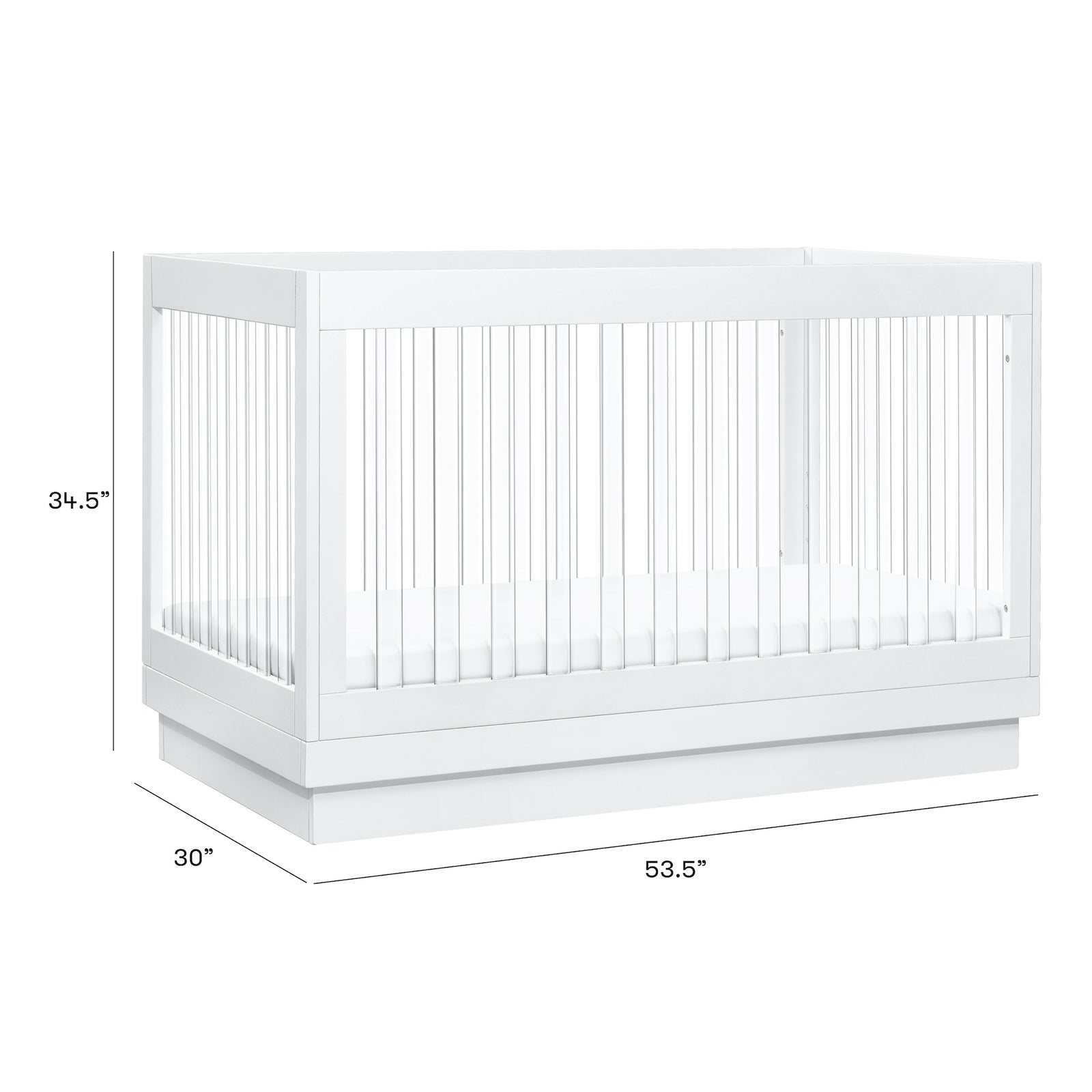 Harlow Acrylic 3-in-1 Convertible Crib with Toddler Bed Conversion Kit