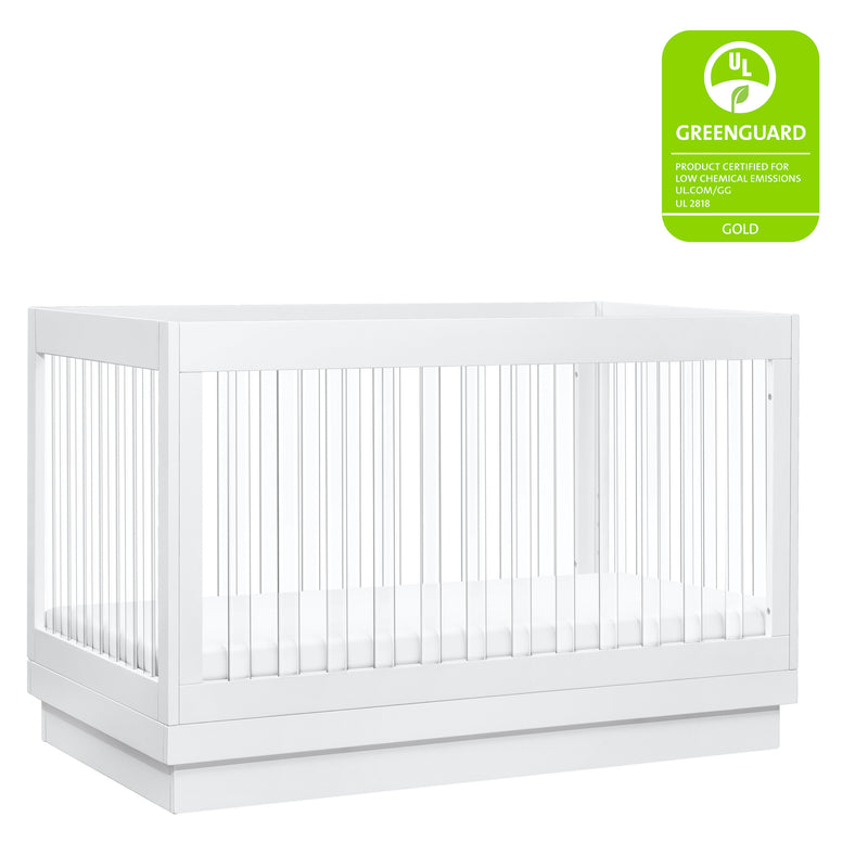 Harlow Acrylic 3-in-1 Convertible Crib with Toddler Bed Conversion Kit - White