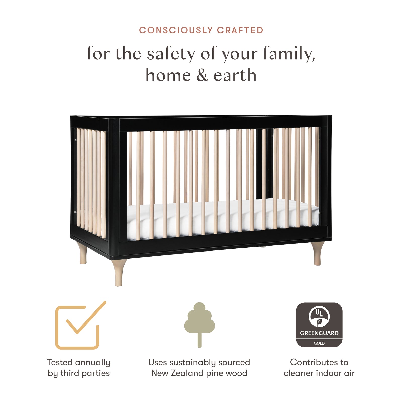 Lolly 3-in-1 Convertible Crib with Toddler Bed Conversion Kit