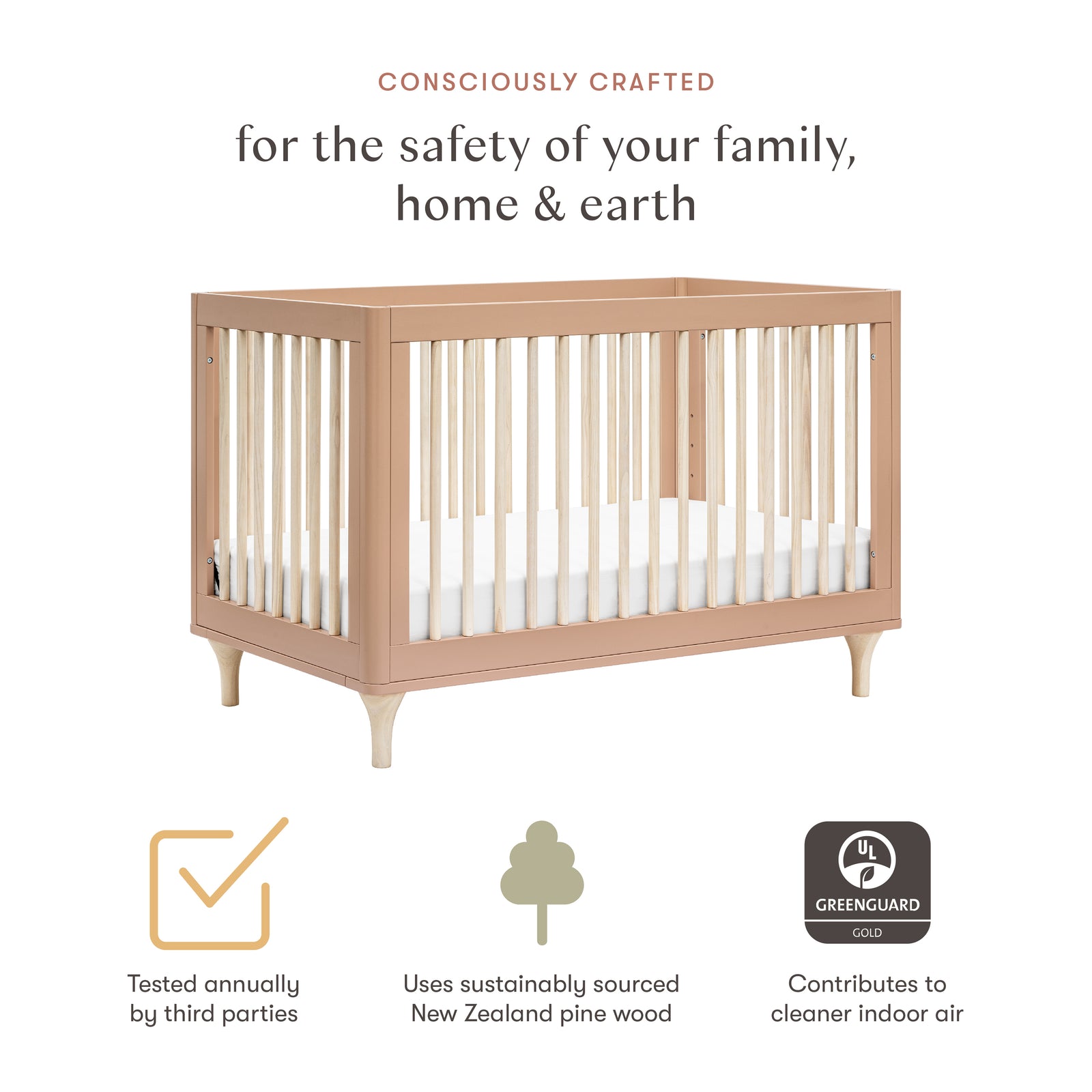 Lolly 3-in-1 Convertible Crib with Toddler Bed Conversion Kit
