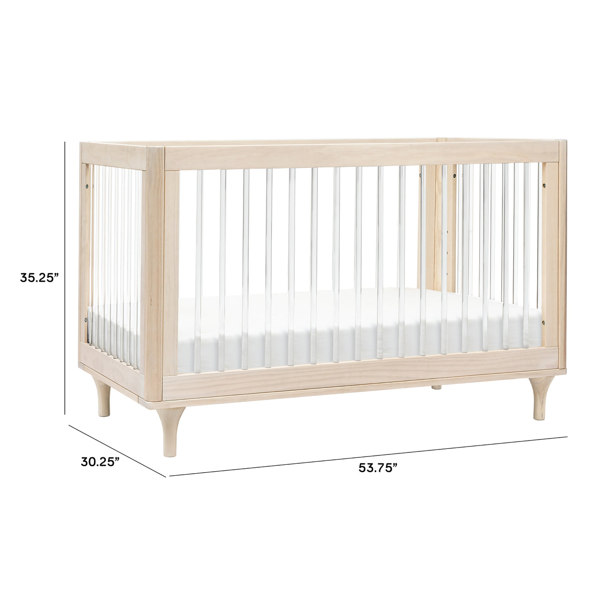 Lolly 3-in-1 Convertible Crib with Toddler Bed Conversion Kit - Washed Natural/Acrylic