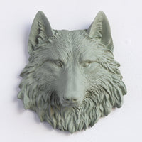 Faux Mini Wolf Head Sculpture