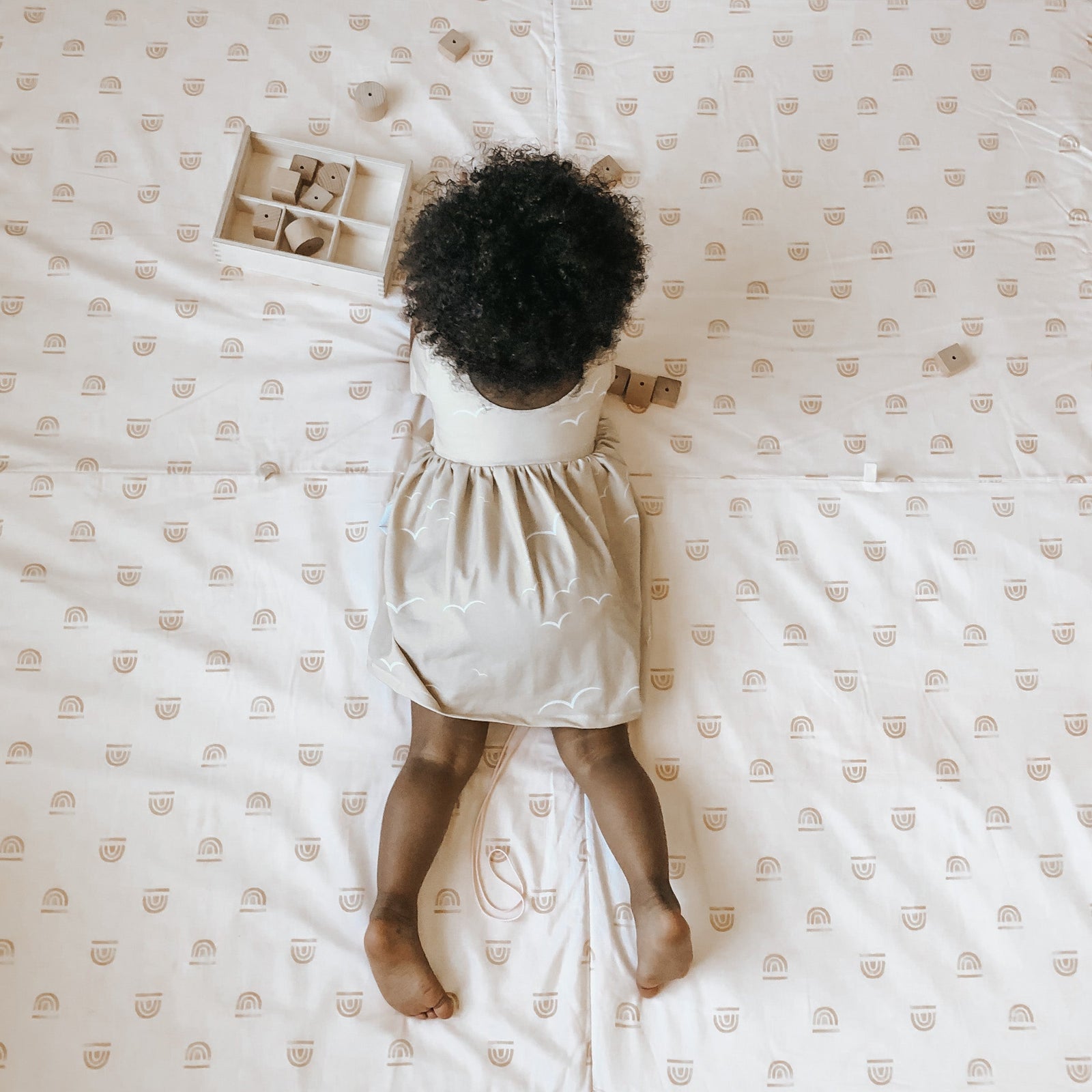 Rainbow Stamp Padded Play Mat - Cream