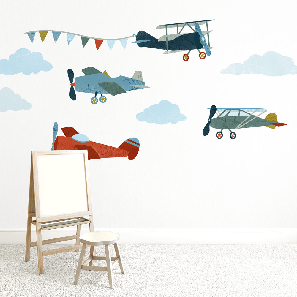 Biplane Wall Decals - Large